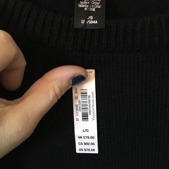 New Black Victoria's Secret Runway collection Long sleeve sweater Cashmere Large - Picture 2 of 2